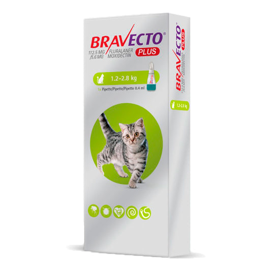 Bravecto Plus 0.4 ml. Spot On Cats (1,2-2,8kg)