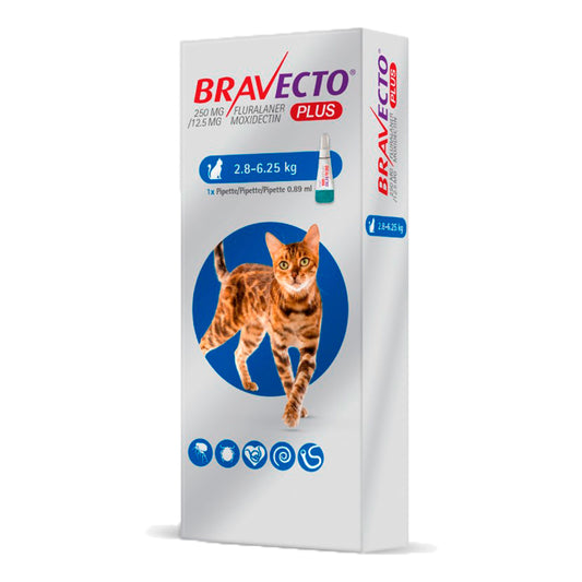 Bravecto Plus 0.89 ml. Spot On Cats (2,8 – 6,25kg)