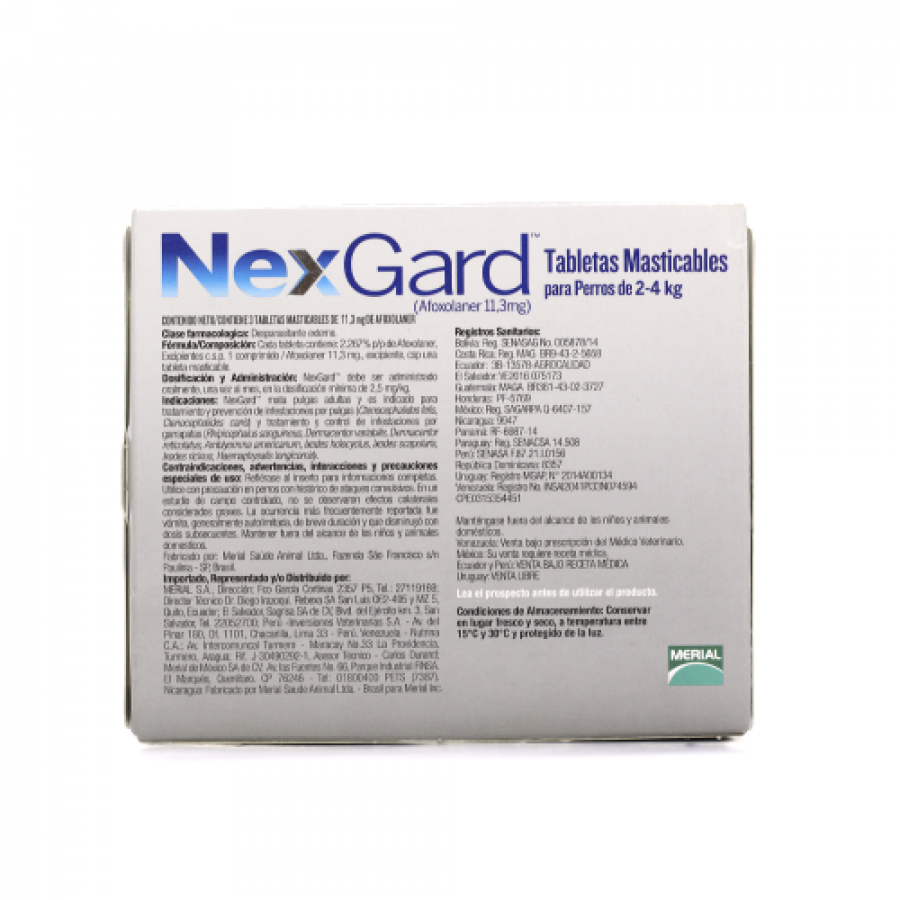 Nexgard 11.3mg (2kg a 4kg) 3 tabletas