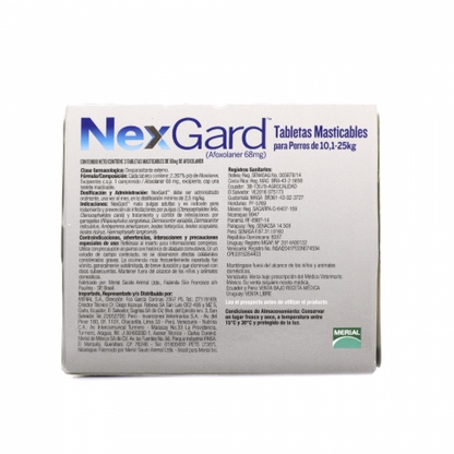 Nexgard 68mg (10.1 a 25kg) 3 tabletas